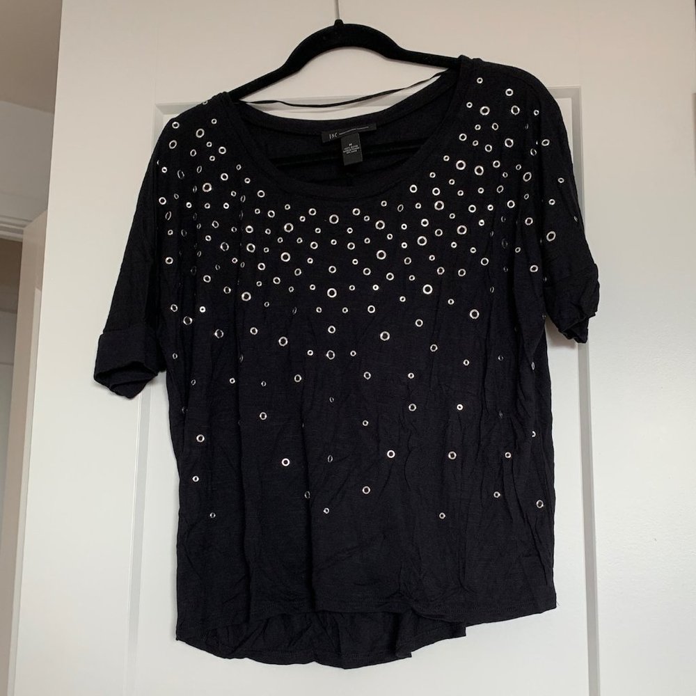 Black Tshirt with Silver Gommets